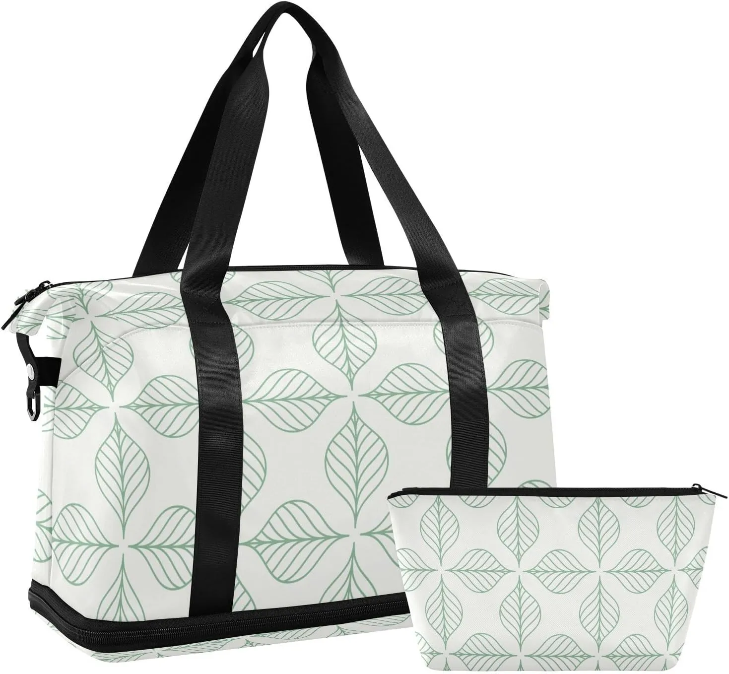 susiyo Sports Duffel Bags for Women, Green Leaves Pattern Texture Travel Duffel Bag Gym Bag with Shoes Compartment, Perfect for Travel, Gym
