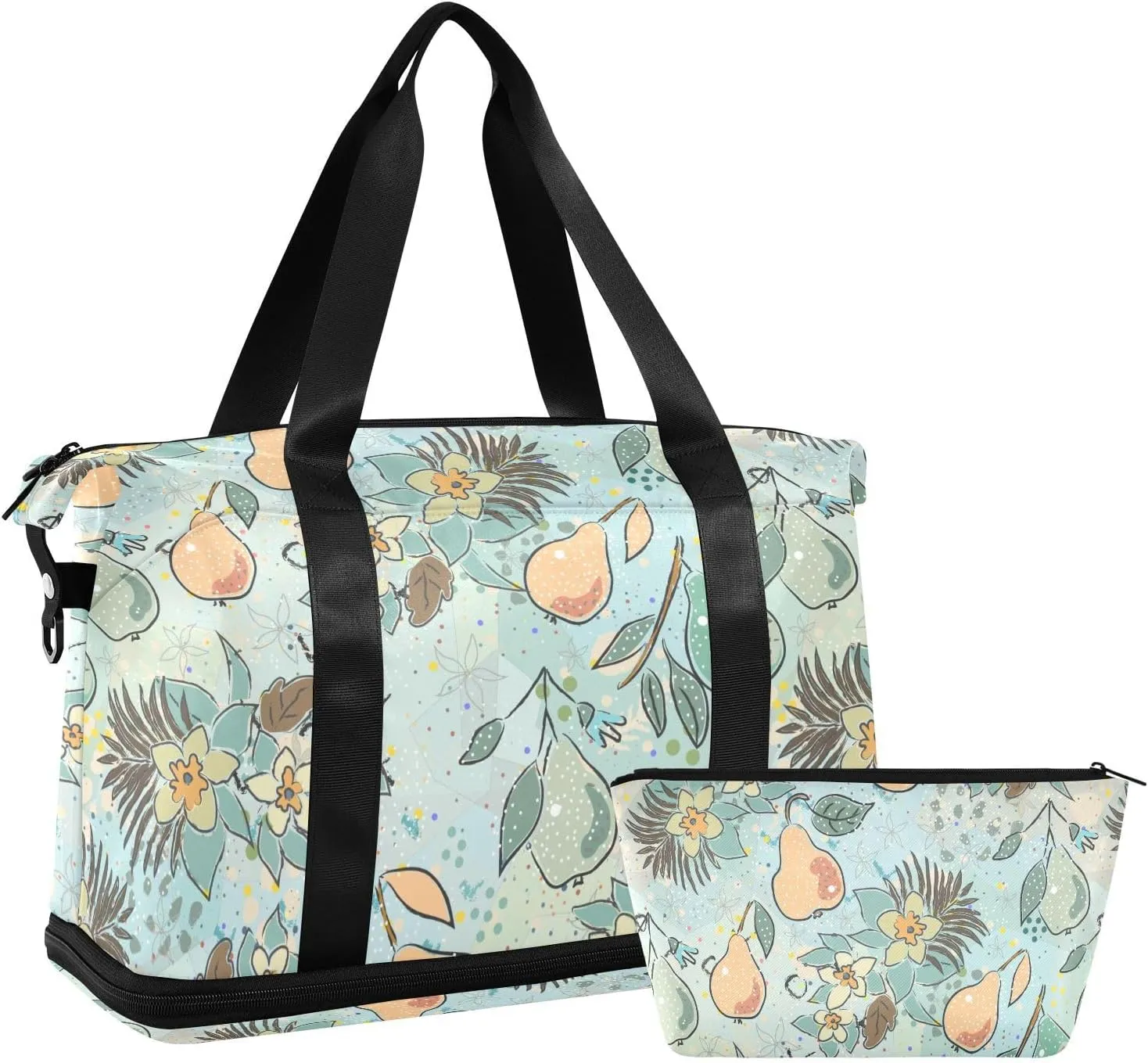 susiyo Travel Duffel Bags for Women, Cute Pears Sports Duffel Bags Gym Bags with Shoes Compartment, Tote Bag Weekender Bag for Travelling