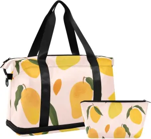 susiyo Travel Duffel Bags for Women, Exotic Lemons Sports Duffel Bags Gym Bags with Shoes Compartment, Tote Bag Weekender Bag for Travelling