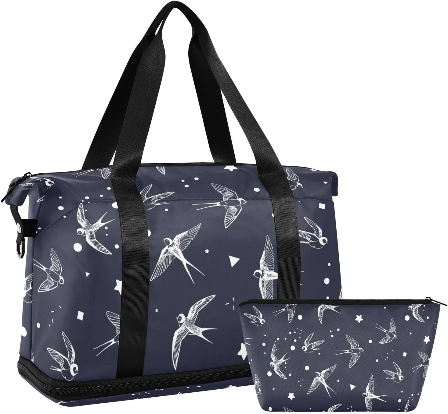 susiyo Travel Duffel Bags for Women, Swallow Birds Sports Duffel Bags Gym Bags with Shoes Compartment, Tote Bag Weekender Bag for Travelling
