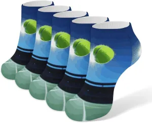 Tennis Ball in The Air Ankle Socks Soft Breathable No Show Socks Comfortable Cotton Low Cut Casual Socks for Women Men 5 Pairs