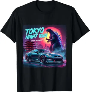 Tokyo Night Run King of the Streets Dinosaur T-Rex Graphic T-Shirt