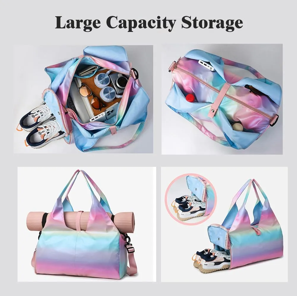Travel Yoga Gym Bag for Women Waterproof Duffel Bag Carry On Workout Sport Bag Adjustable Yoga Mat Holder (Yellow)