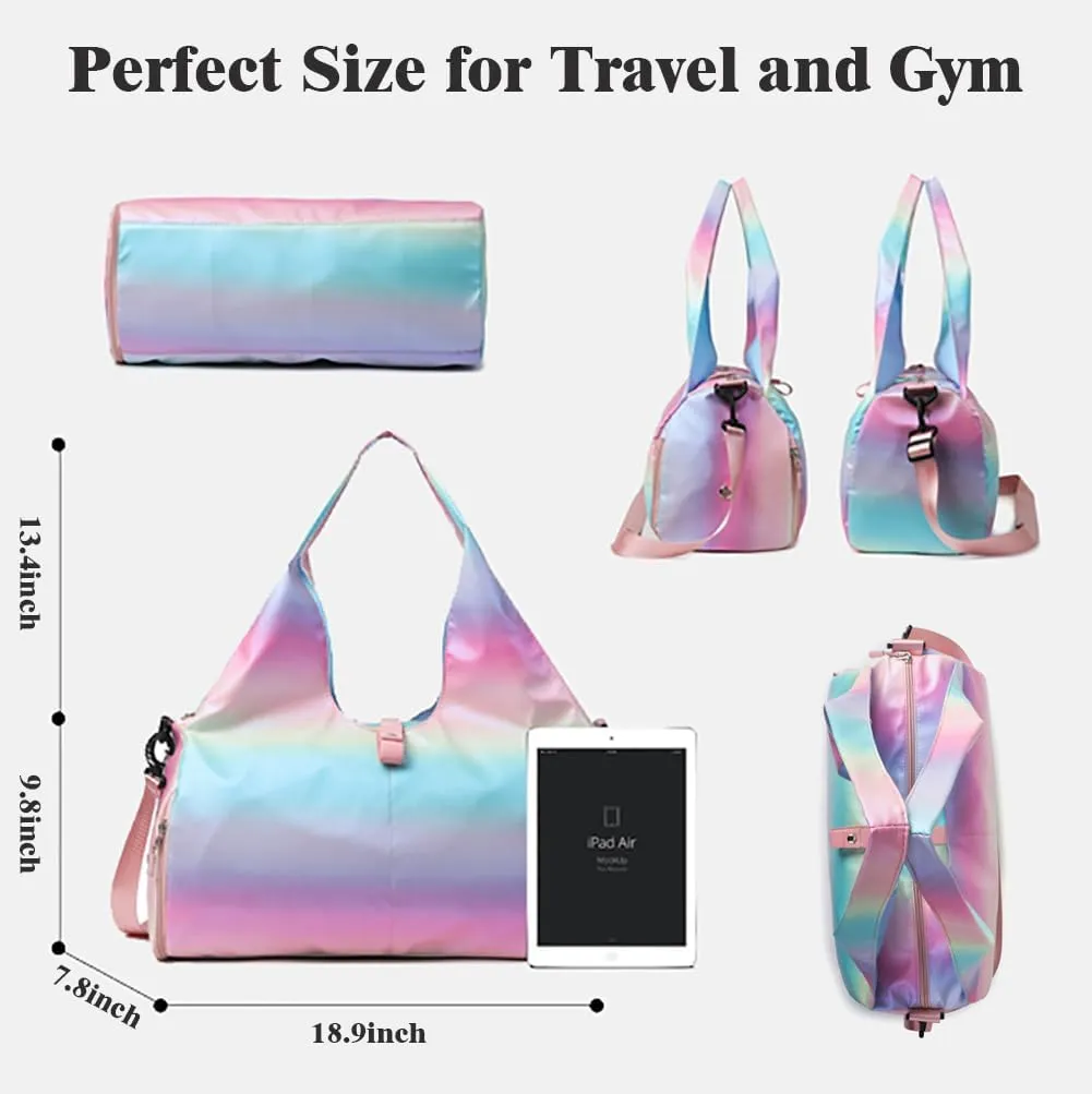Travel Yoga Gym Bag for Women Waterproof Duffel Bag Carry On Workout Sport Bag Adjustable Yoga Mat Holder (Yellow)