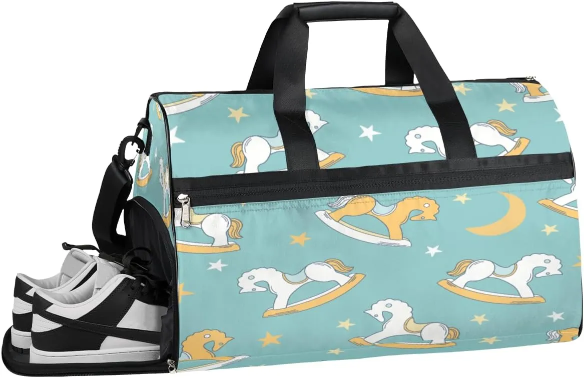 Trojan Horse Resistant Sports Gym Bag for Women Men Travel Duffel bag with Wet Pocket & Shoes Compartment Waterproof Weekender Bag 19.7"x9.9"x13"