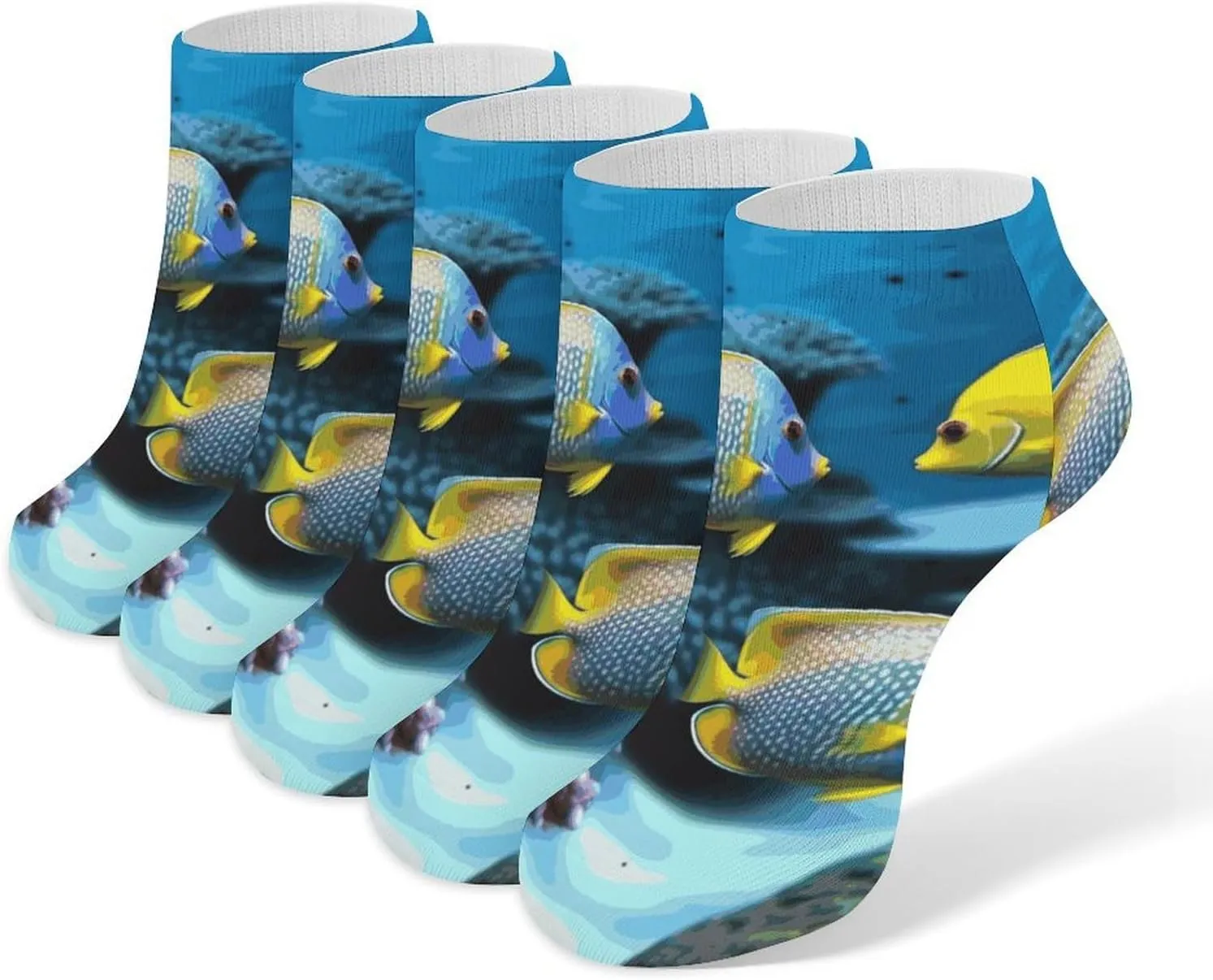 Tropical Fish Ankle Socks Soft Breathable No Show Socks Comfortable Cotton Low Cut Casual Socks for Women Men 5 Pairs