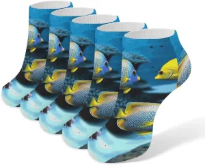 Tropical Fish Ankle Socks Soft Breathable No Show Socks Comfortable Cotton Low Cut Casual Socks for Women Men 5 Pairs
