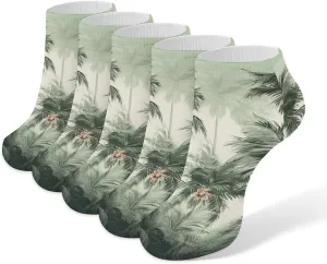 Tropical Palm Trees Ankle Socks Soft Breathable No Show Socks Comfortable Cotton Low Cut Casual Socks for Women Men 5 Pairs