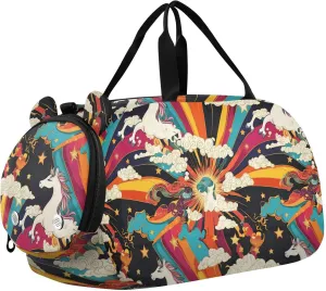 unicorns Rainbow Star Kids Cute Gym Bag with Shoes Compartment Multifunctional Carry on Luggage for Boys and Girls bolsos de para hombre