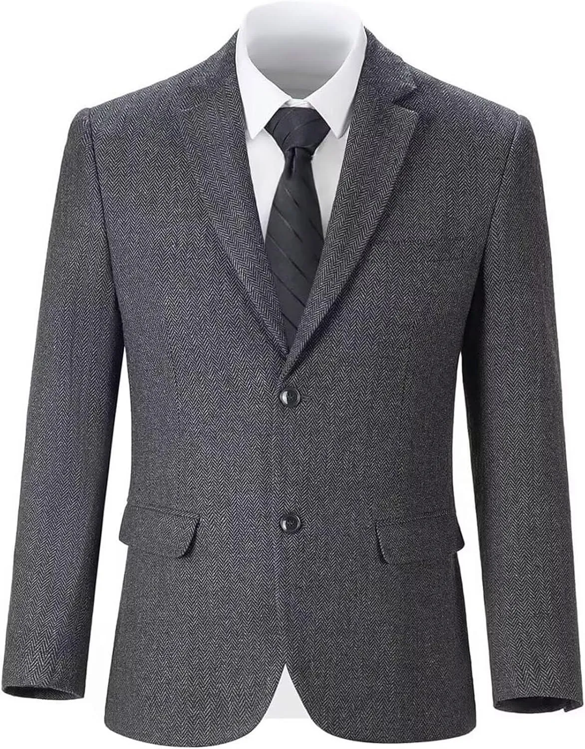 Vintage Mens Tweed Blazer Retro Wool Blend Suit Jackets Herringbone Two Button Sport Coat Prom Business Casual Wedding