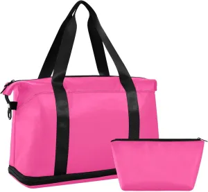 Violetred Weekender Bags for Women Travel Duffel Bags with Shoe Compartment Overnight Bag Carry on Sports Duffel Bag with Toiletry Bag for Travel/Business/Gift Violetred