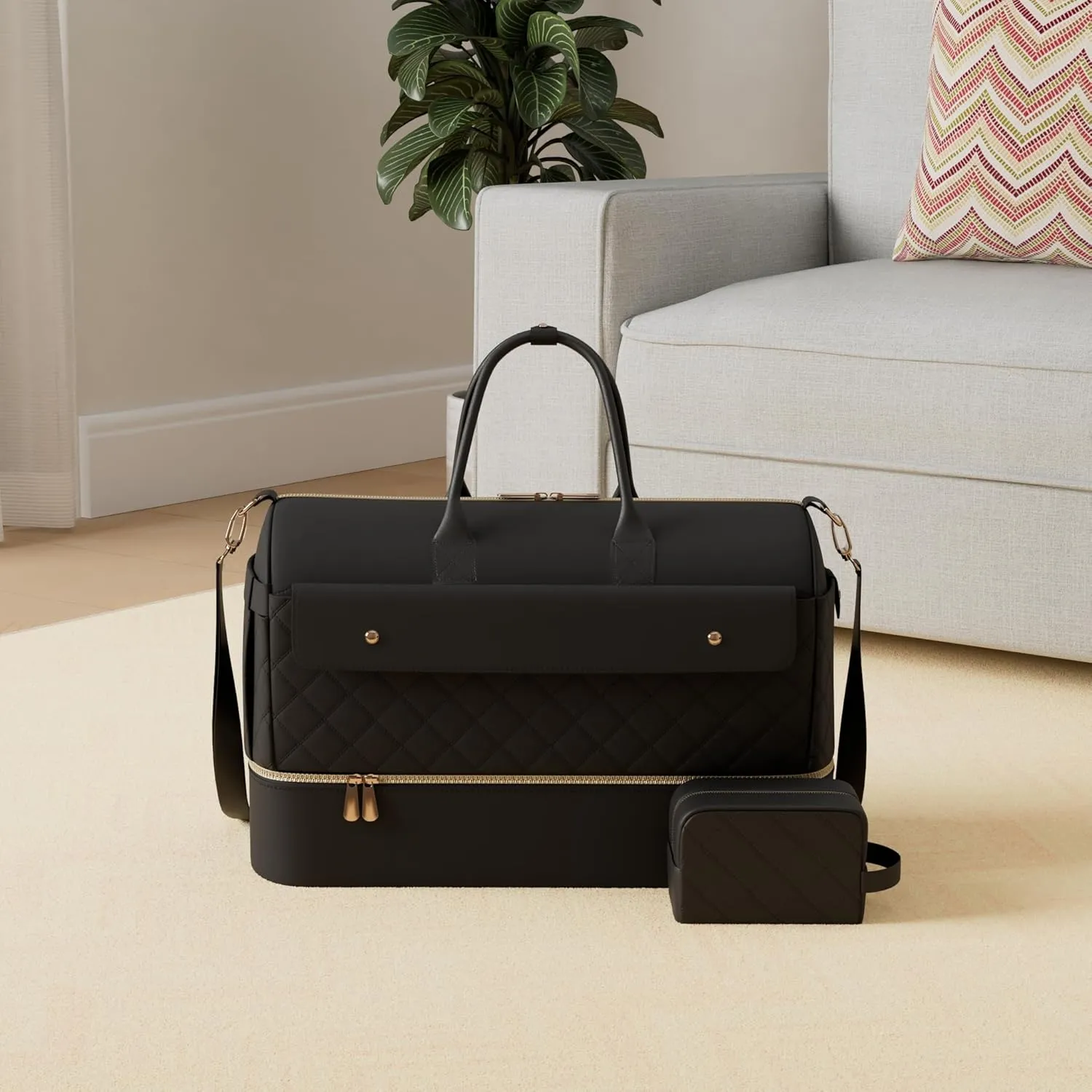 Wedama Travel Duffel Bag, Large Weekender Bag for Women with Shoe Compartment