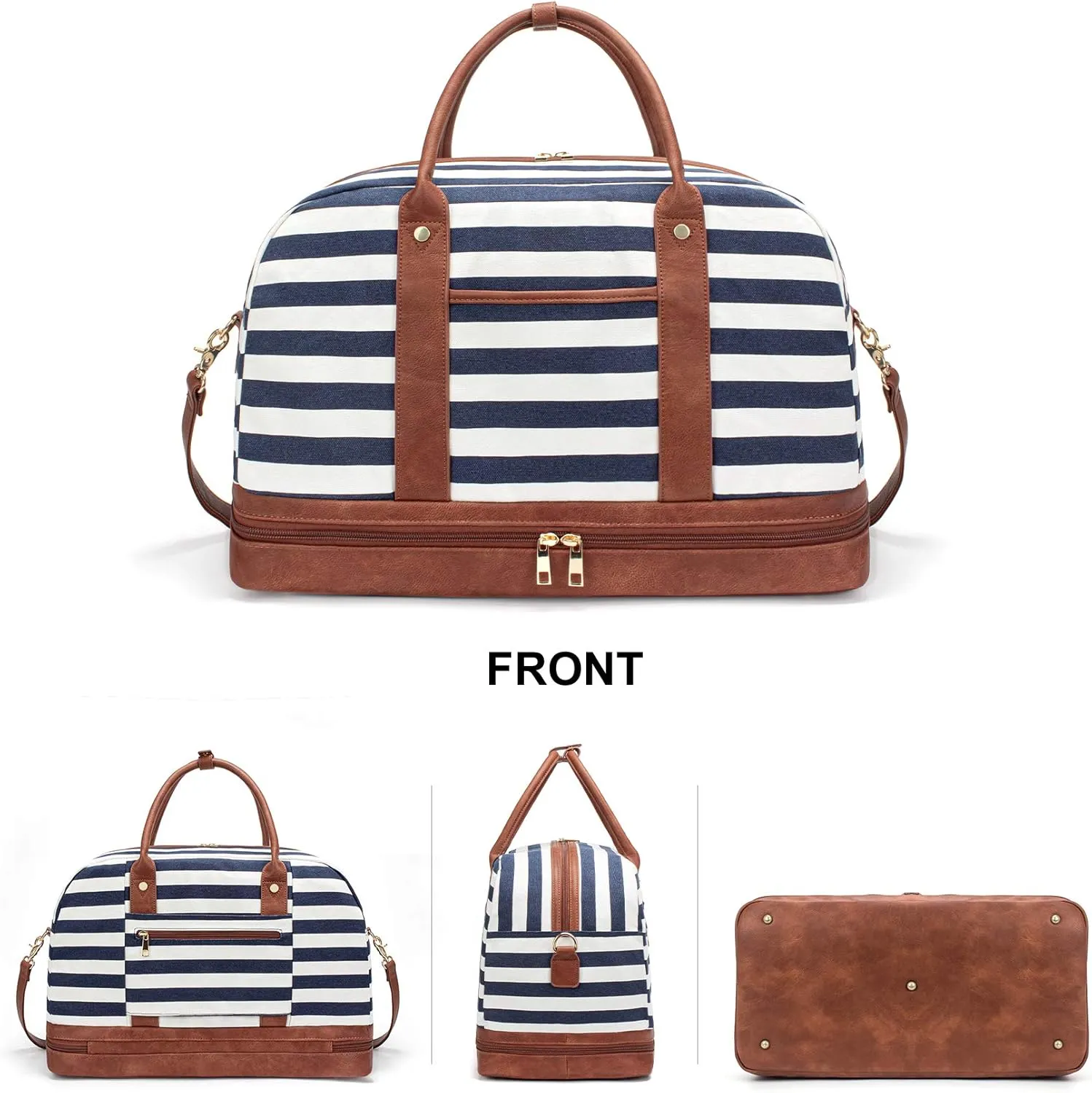 Weekender Bag for Women Canvas Overnight Bag Large Travel Tote Bag Carry on Shoulder Duffle Bag With Shoe Compartment,Perfect for Travel/Daily Use/Birthday Gift 