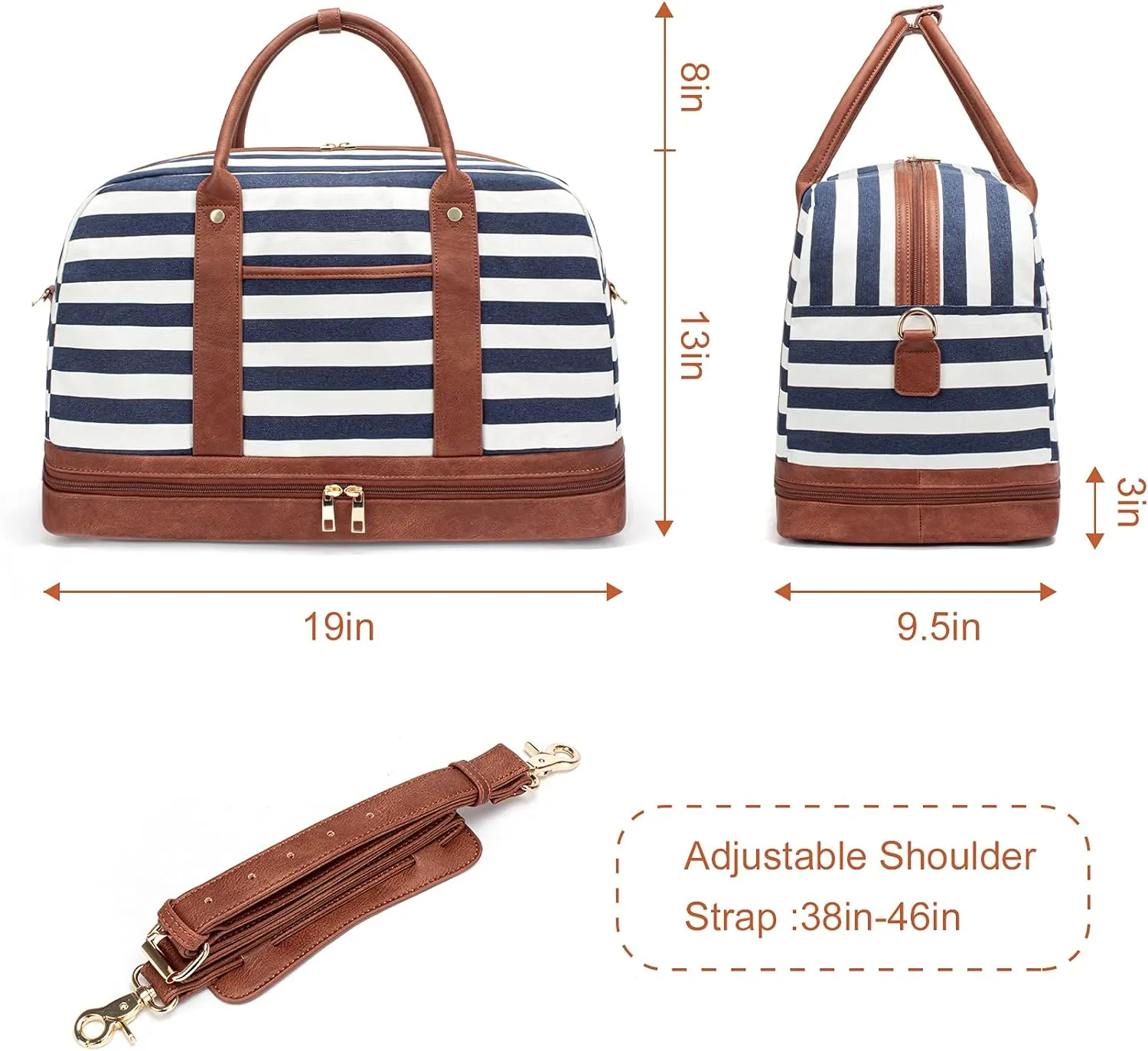 Weekender Bag for Women Canvas Overnight Bag Large Travel Tote Bag Carry on Shoulder Duffle Bag With Shoe Compartment,Perfect for Travel/Daily Use/Birthday Gift 