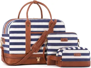 Weekender Bag for Women Canvas Overnight Bag Large Travel Tote Bag Carry on Shoulder Duffle Bag With Shoe Compartment,Perfect for Travel/Daily Use/Birthday Gift 