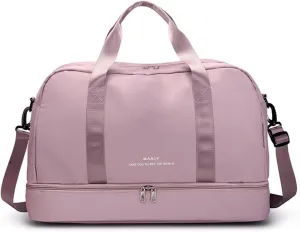 Weekender Travel Bag With Shoe Compartment,Travel Duffle for Women Sports Tote Gym Bag carry on Overnight Large Capacity for Girls Travel, Gym, Yoga, Schoo, Deep pink