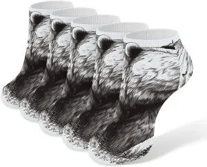 Wildlife Hand Drawn Bear Animal Ankle Socks Soft Breathable No Show Socks Comfortable Cotton Low Cut Casual Socks for Women Men 5 Pairs