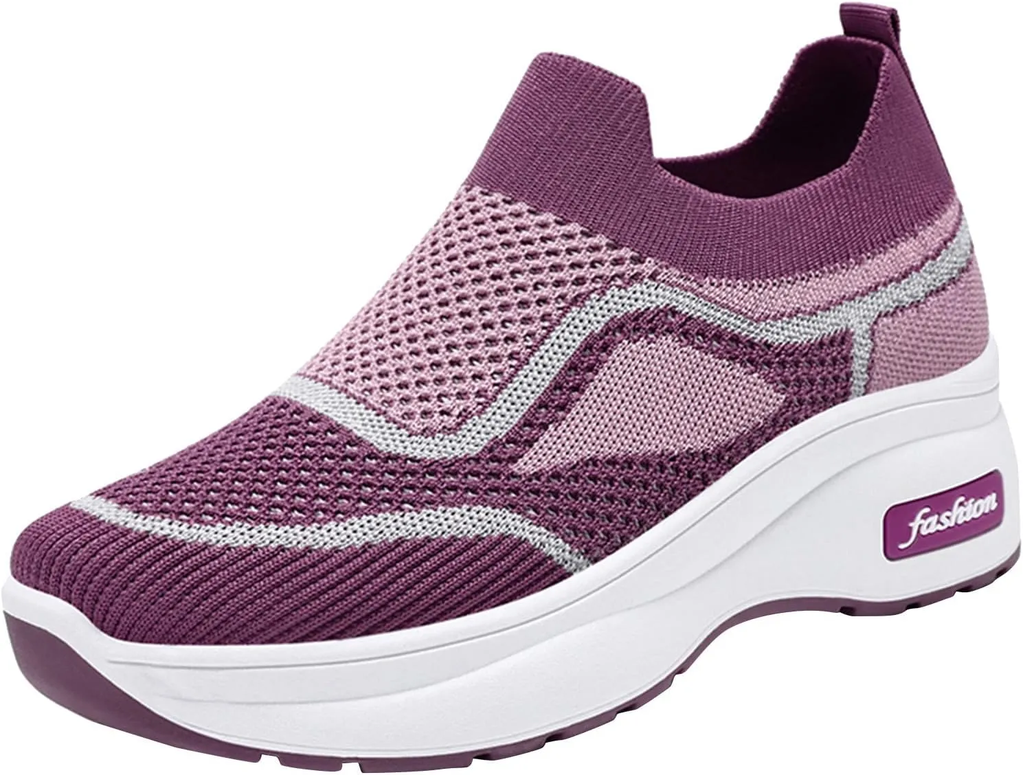 Women Lightweight Slip On Sneakers Casual Walking Shoes Comfortable Canvas Flats Non Slip Elastic Loafers