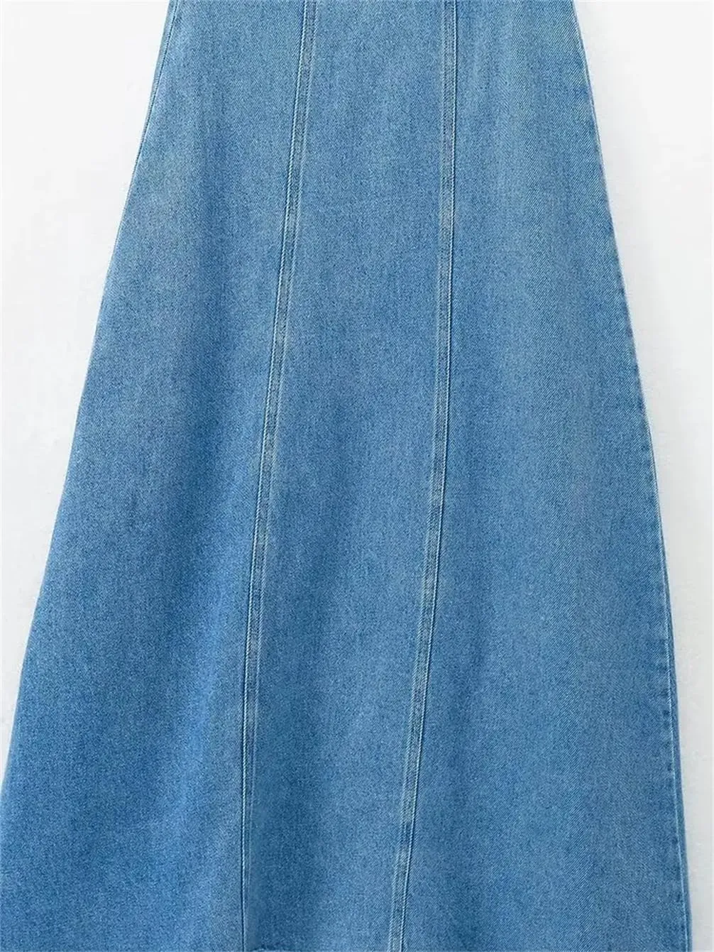 Women Solid Loose Denim Skirt High Waist A-Line Women Solid Loose Midi Skirt