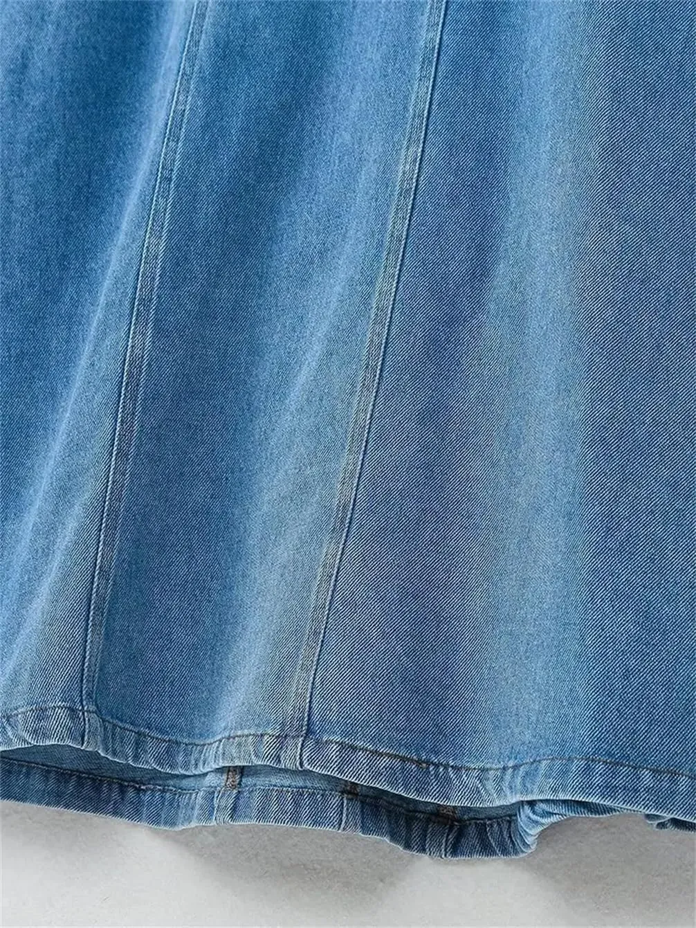 Women Solid Loose Denim Skirt High Waist A-Line Women Solid Loose Midi Skirt
