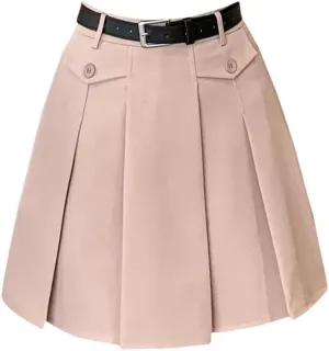Women Spring Summer High Wasit A-Line Short Skirts Pleated Mini Skirt Korean Ladies Casual Suit Skirts