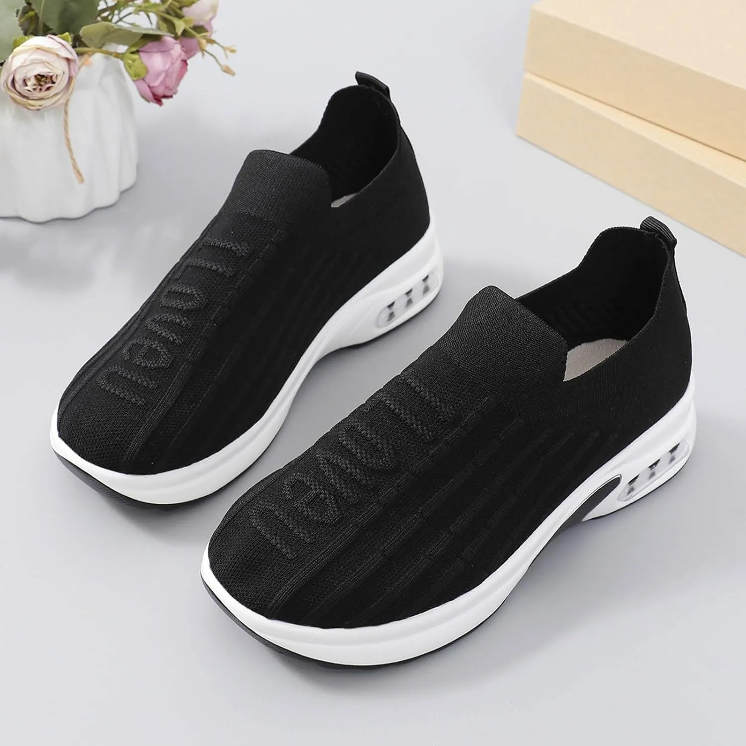 Women Walking Shoes with Arch Support Orthopedic Shoes for Women Sneakers for Women Running Shoes Slip On Casual Shoes Comfortable Fashion Tennis Shoes Mesh Lightweight Sneaker for Work