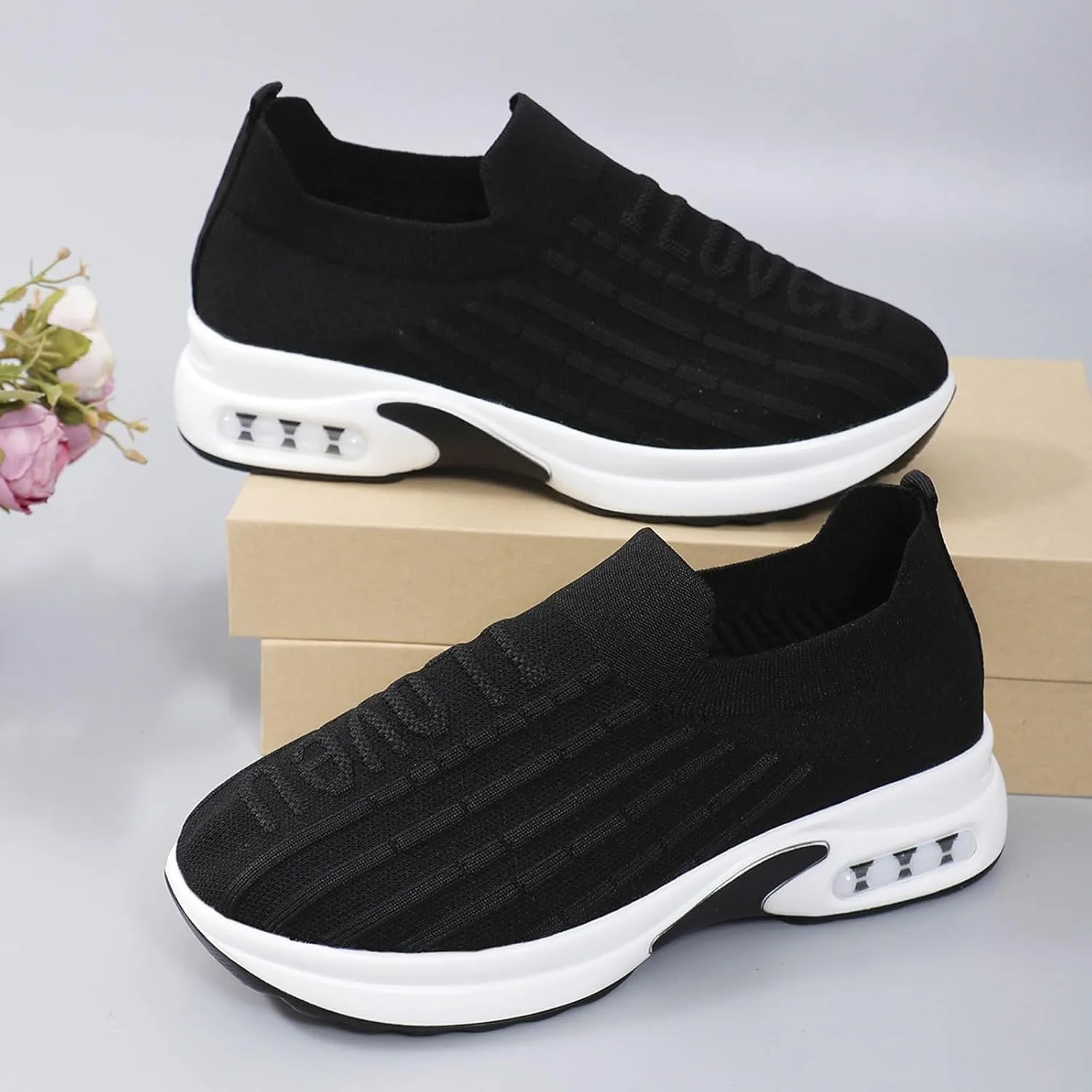 Women Walking Shoes with Arch Support Orthopedic Shoes for Women Sneakers for Women Running Shoes Slip On Casual Shoes Comfortable Fashion Tennis Shoes Mesh Lightweight Sneaker for Work