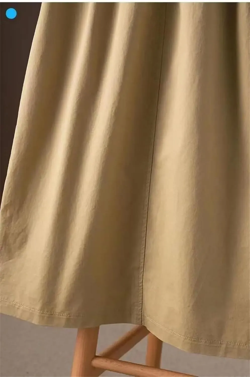 Women Washed Cotton Elastic Waist Wide Leg Skirts Slimming A Line Skirt with Large Pocket