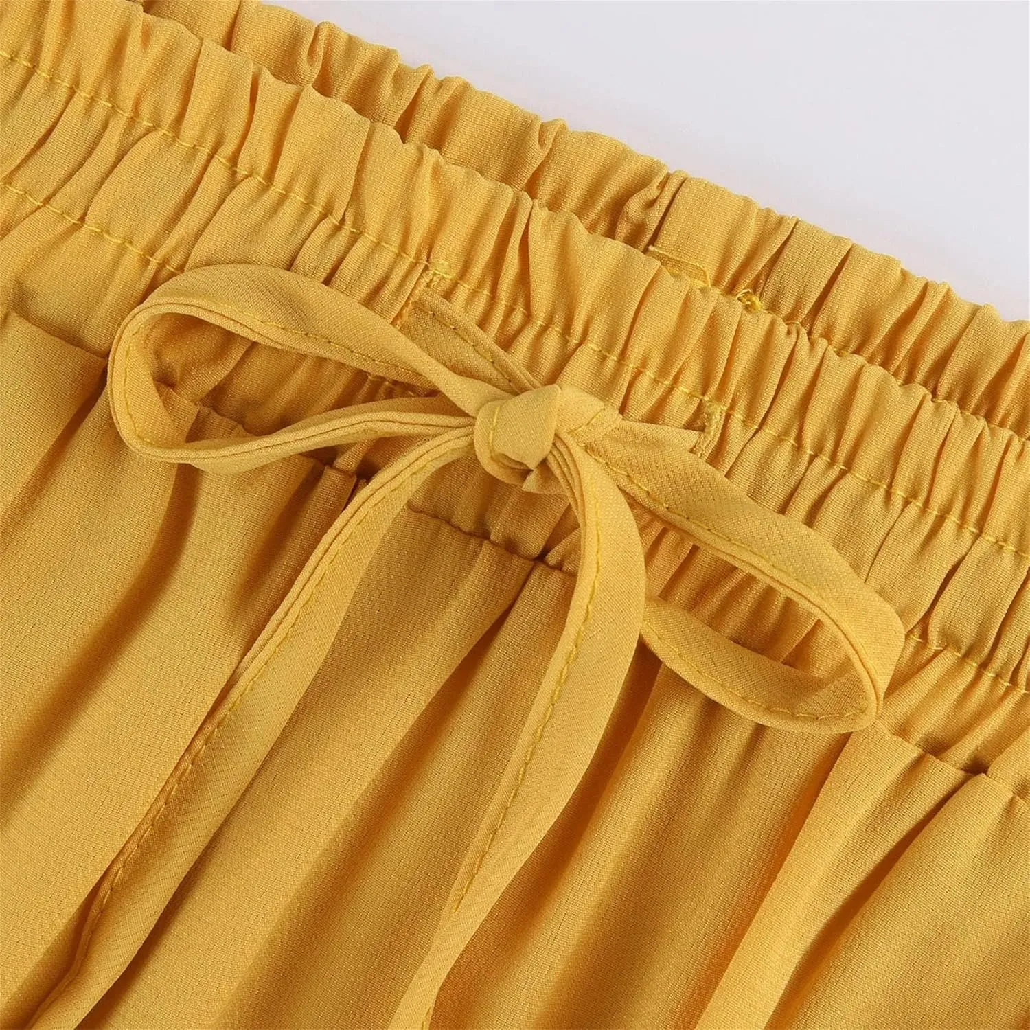 Women's Bow Tie Waist Maxi Skirt with Pockets Stretchy High Waist Ruffle Hem Casual Beach A-Line Skirt
