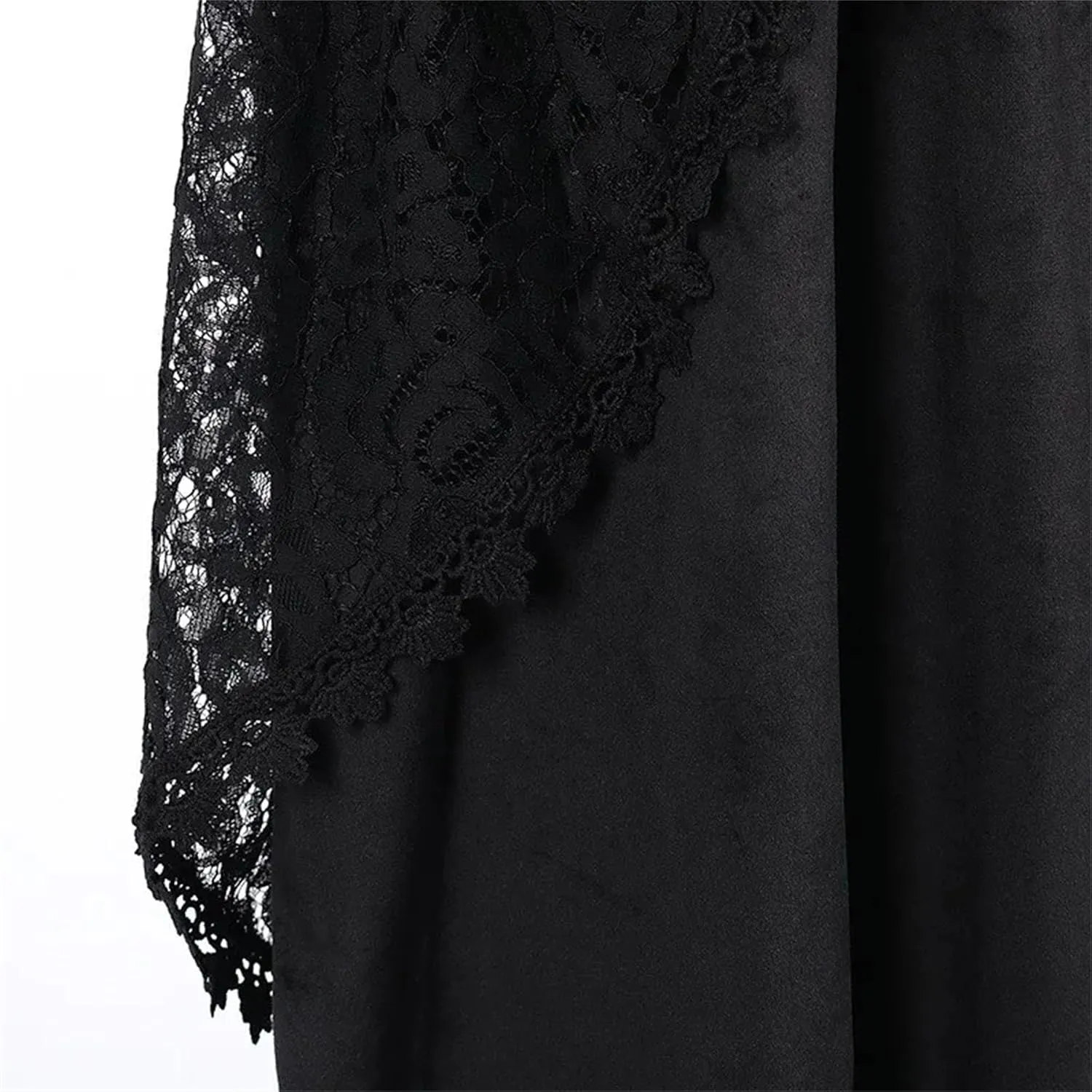 Women's Gothic Drawstring Ruched Midi Skirt with 3D Flowers & Lace Detail - High Waist Tiered A-Line Ruffle Skirt