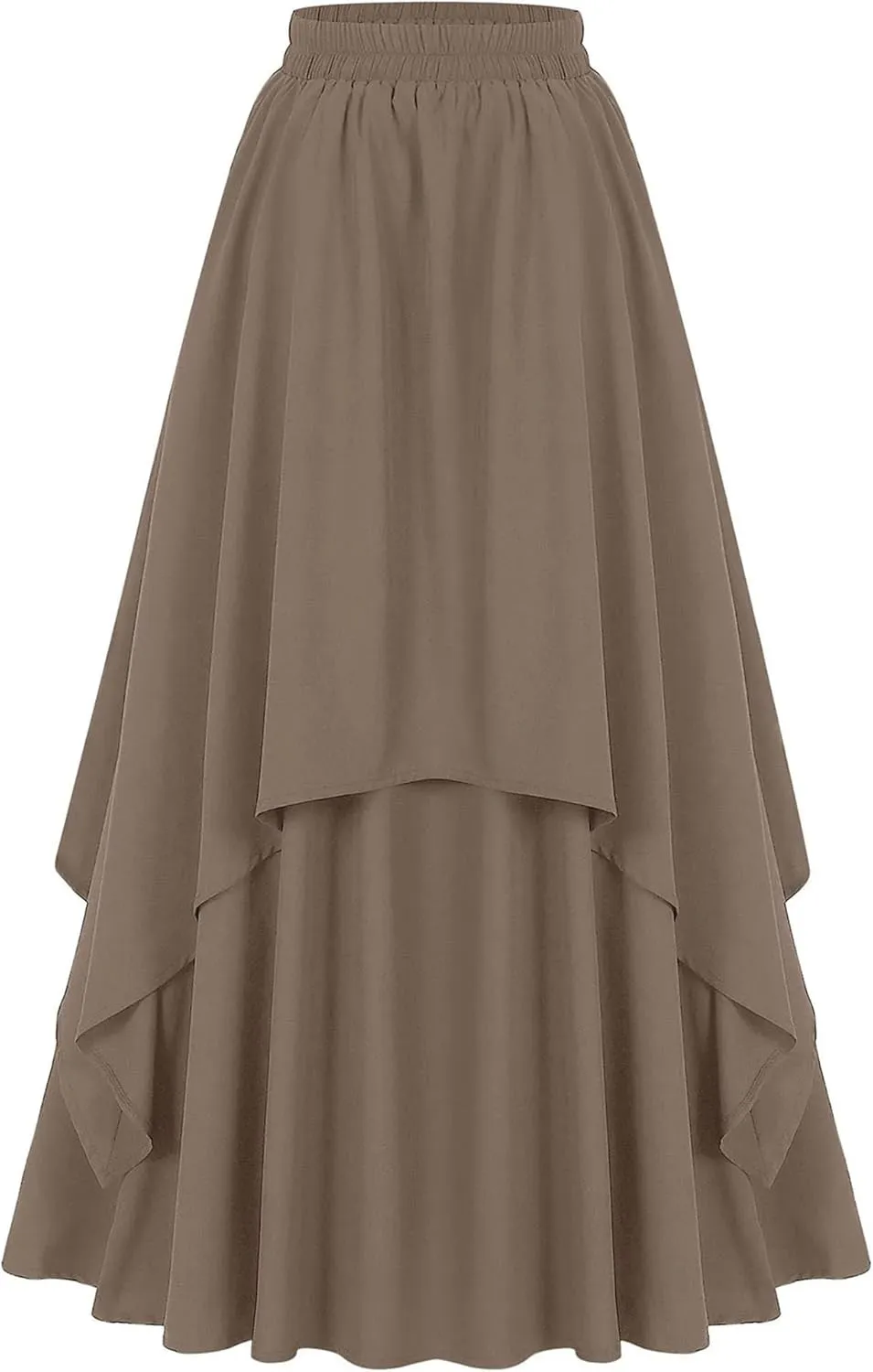 Women's Gothic High-Low Corset Skirts High Waisted Elastic Tiered A-Line Maxi Skirt for Party Prom