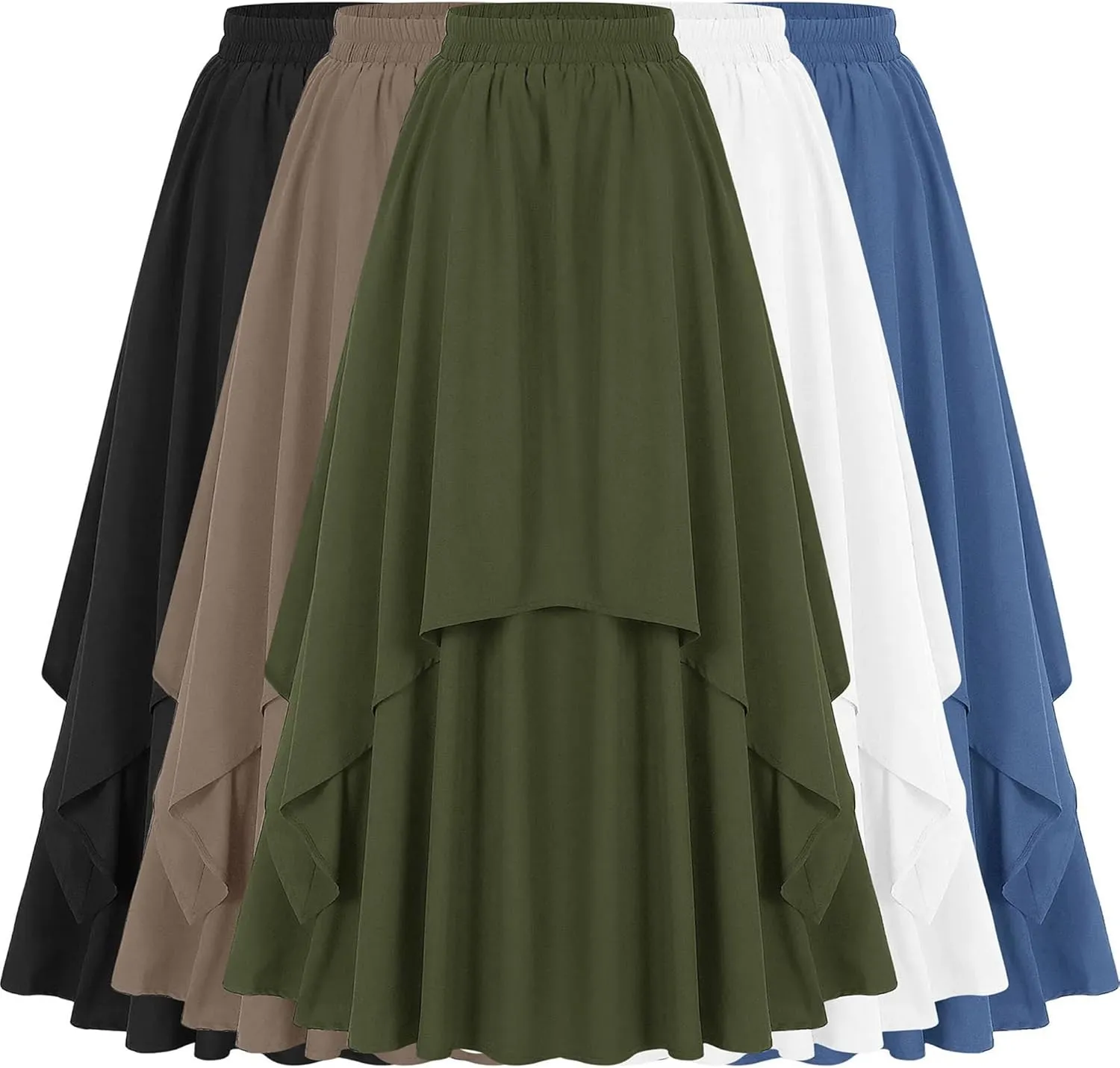 Women's Gothic High-Low Corset Skirts High Waisted Elastic Tiered A-Line Maxi Skirt for Party Prom