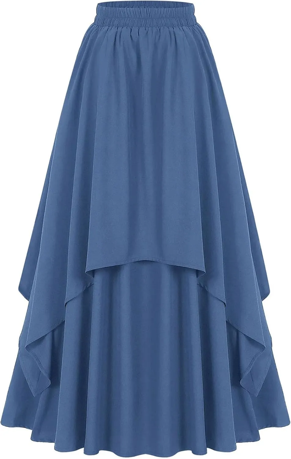 Women's Gothic High-Low Corset Skirts High Waisted Elastic Tiered A-Line Maxi Skirt for Party Prom