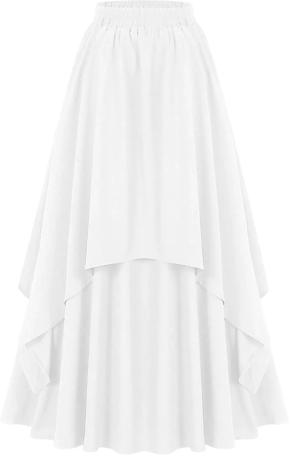Women's Gothic High-Low Corset Skirts High Waisted Elastic Tiered A-Line Maxi Skirt for Party Prom