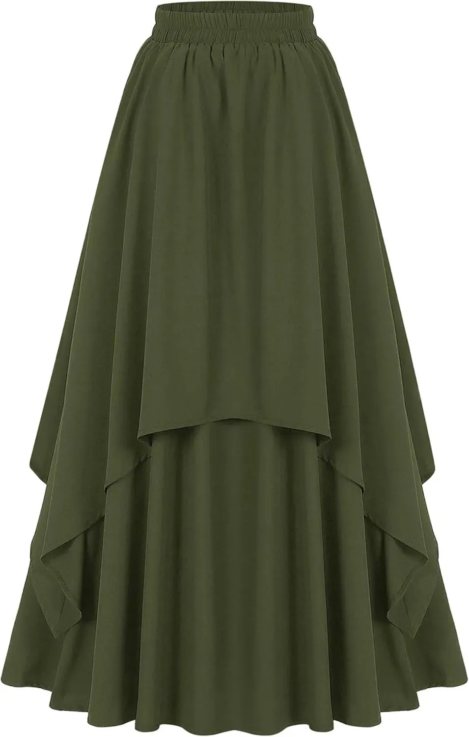 Women's Gothic High-Low Corset Skirts High Waisted Elastic Tiered A-Line Maxi Skirt for Party Prom