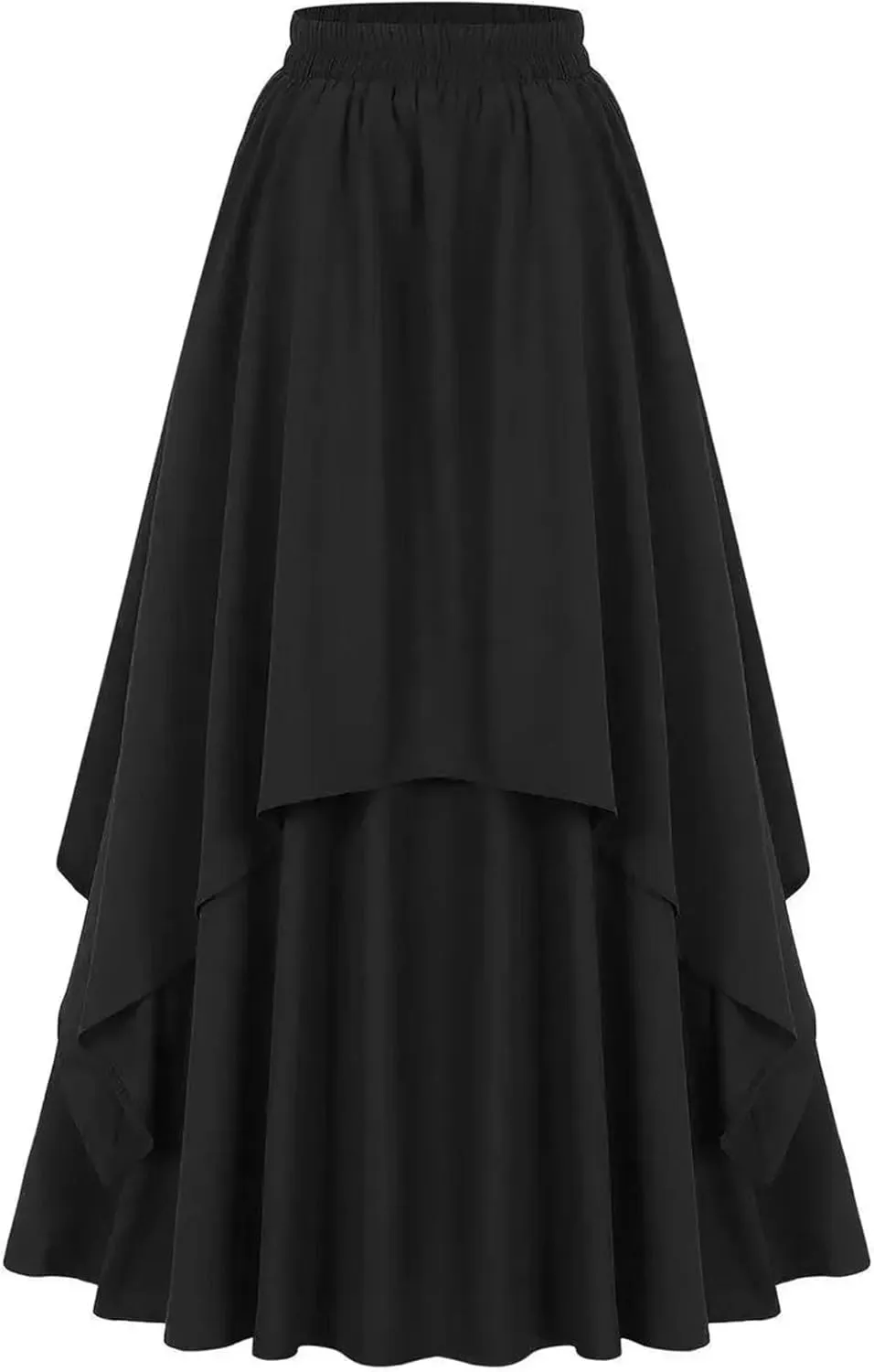 Women's Irregular Flowy Tiered Midi Skirt - Adjustable High Waisted A-Line Swing Skirt, Ruffle Trim Casual Beach Boho Dress