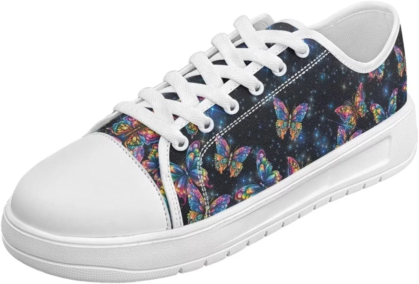 Women's Lace Up Low Top Canvas Shoes Fashion Casual Round Toe Sneakers Hands Free No Laces Barefoot Shoes US5.5-13.5