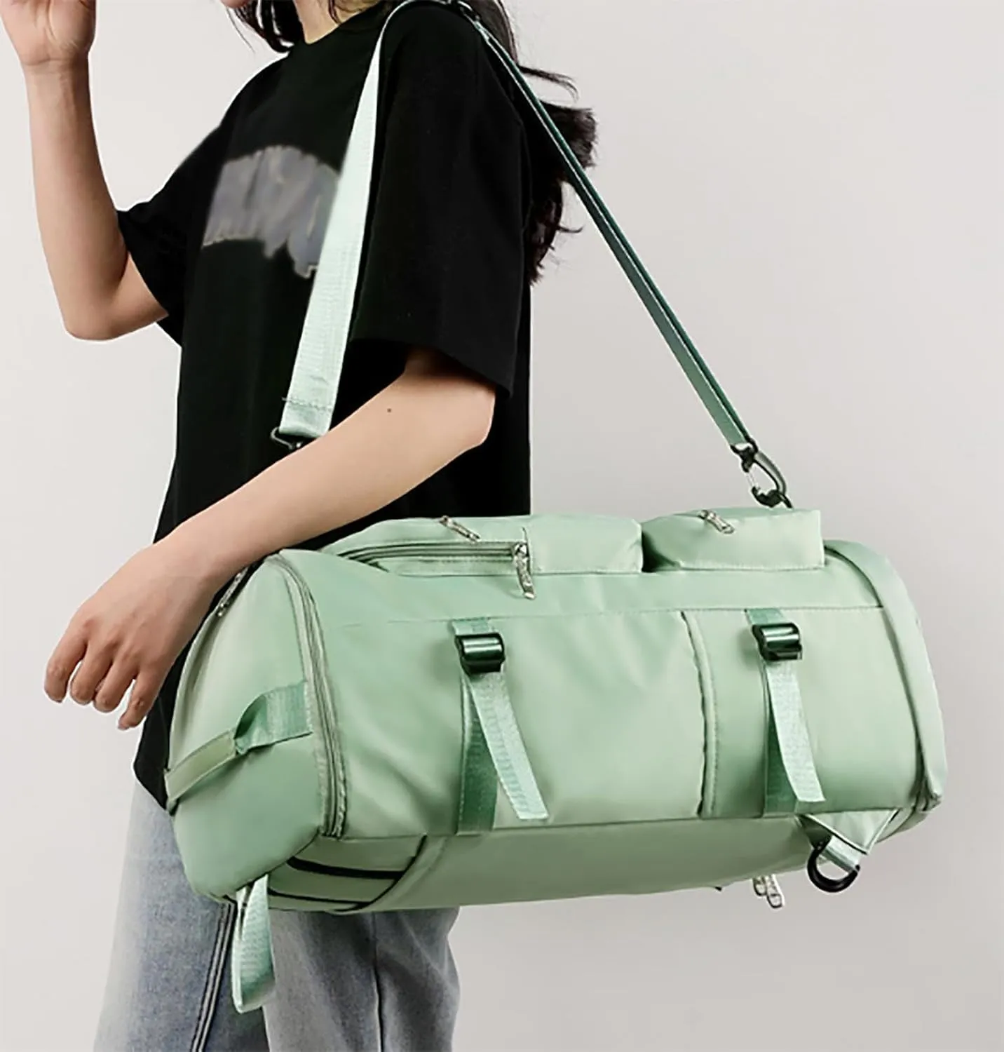 Womens Mens Sports Gym Bag Duffle Bag,Travel Duffel Bag with Shoes Compartment, Shoulder Weekender Overnight Bag for Women and Men,I