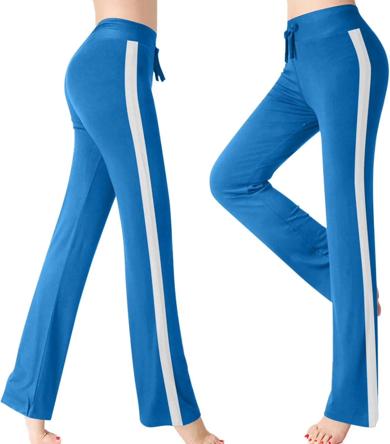 Women's Modal Sweatpant Yoga Leggings Side Striped High Waist Stretch Slim Comfy Jogger Sport Workout Trousers