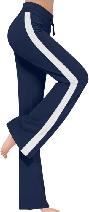 Women's Modal Sweatpant Yoga Leggings Side Striped High Waist Stretch Slim Comfy Jogger Sport Workout Trousers