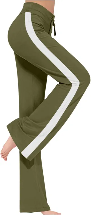 Women's Modal Sweatpant Yoga Leggings Side Striped High Waist Stretch Slim Comfy Jogger Sport Workout Trousers