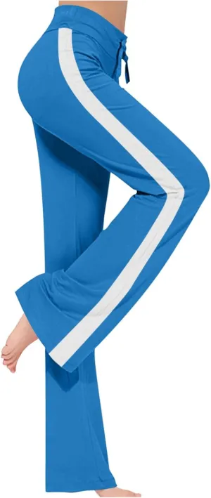 Women's Modal Sweatpant Yoga Leggings Side Striped High Waist Stretch Slim Comfy Jogger Sport Workout Trousers