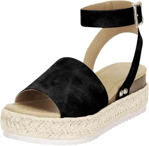 Women's Open Toe Sandals Buckle Ankle Strap Shoes Espadrilles Flatform Wedge Sandal Dressy Casual 2025 Summer Shoe Comfortable Arch Support Shoes Beach Vacation Sandals