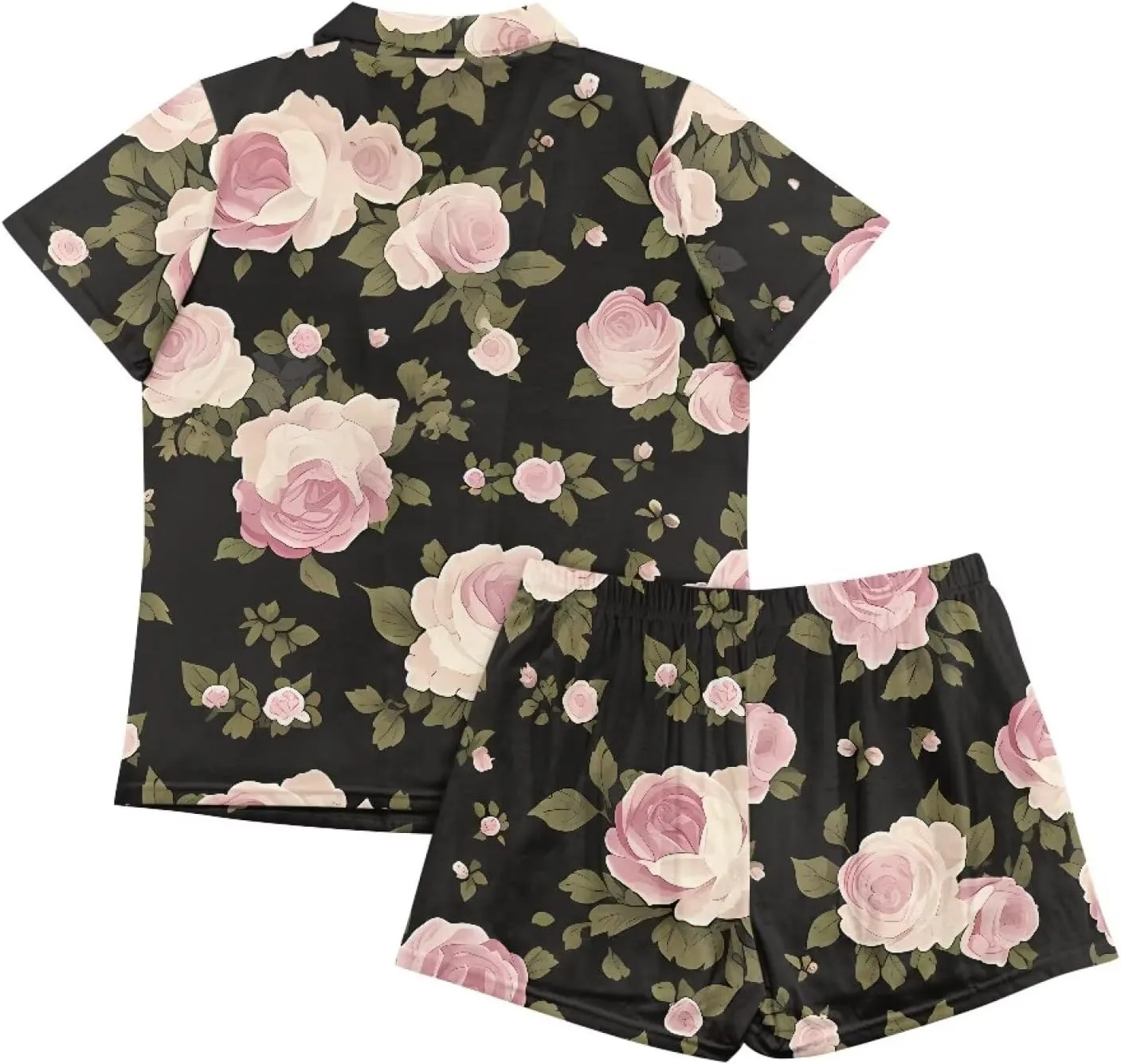 Women's Pajama Set Short Sleeve and Shorts Breathable Printed Loungewear 2 Piece Lounge Pjs Size S-XXL