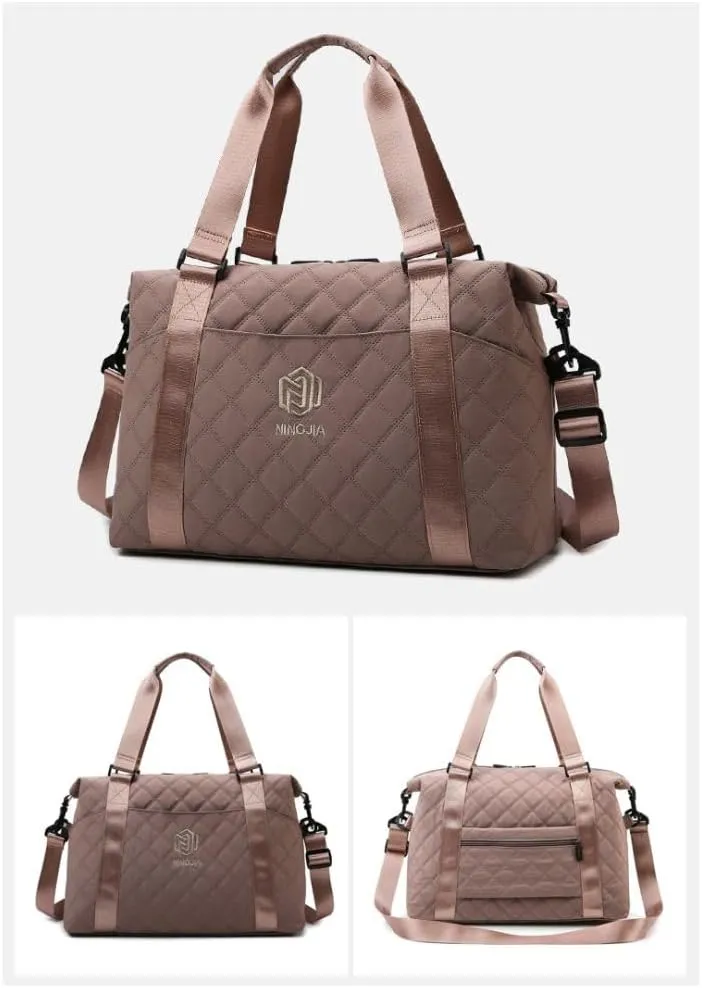 Womens Sports Travel Duffel Bag - Weekender Overnight Bag with Wet Pocket & Shoes Compartment - Ideal for Travel & Workouts (Cameo Brown)(Deep Cameo Brown)