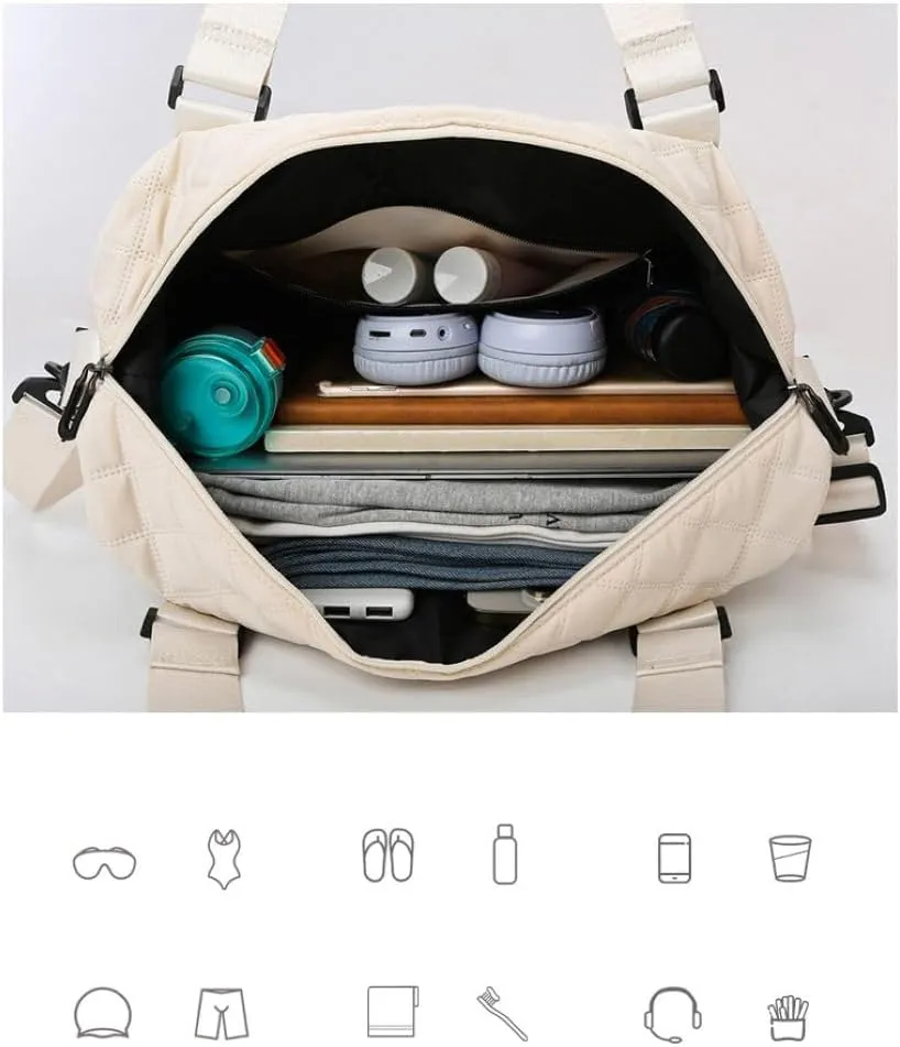 Womens Sports Travel Duffel Bag - Weekender Overnight Bag with Wet Pocket & Shoes Compartment - Ideal for Travel & Workouts (Cameo Brown)(Deep Cameo Brown)