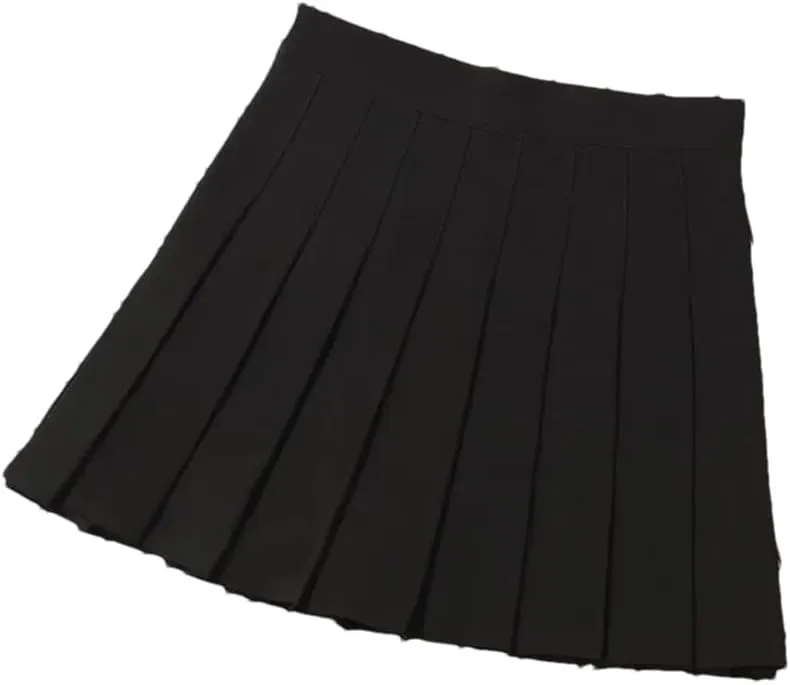 Women's Summer High Waist Harajuku Korean Style Mini Pleated A-Line Solid Skirt