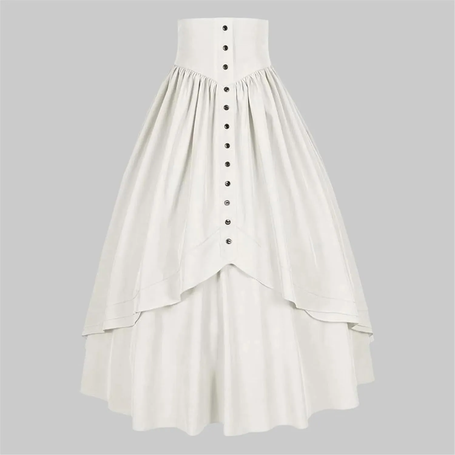 Women's Tummy Control High Waisted Maxi Skirt Gothic Vintage Tiered Ruffled A Line Swing Skirts for Party Prom