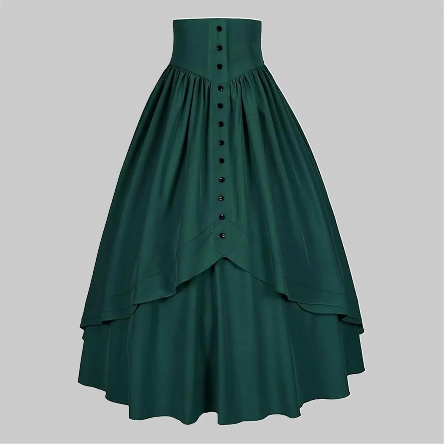 Women's Tummy Control High Waisted Maxi Skirt Gothic Vintage Tiered Ruffled A Line Swing Skirts for Party Prom