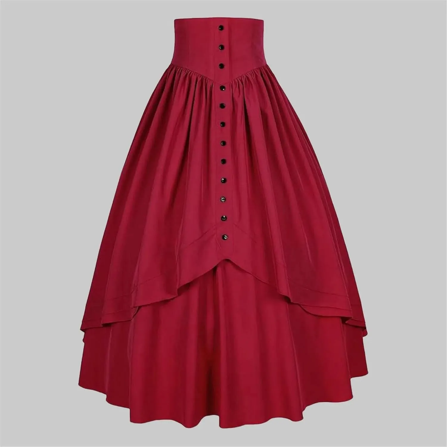 Women's Tummy Control High Waisted Maxi Skirt Gothic Vintage Tiered Ruffled A Line Swing Skirts for Party Prom